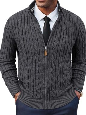 NWT PJ PAUL JONES Mens Cardigan Sweater Full Zip Up Stand Collar XL